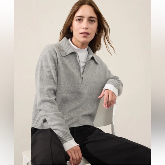 Athleta Alpine 1/4 Zip Women’s Merino wool & cashmere Sweater Size Large NWT